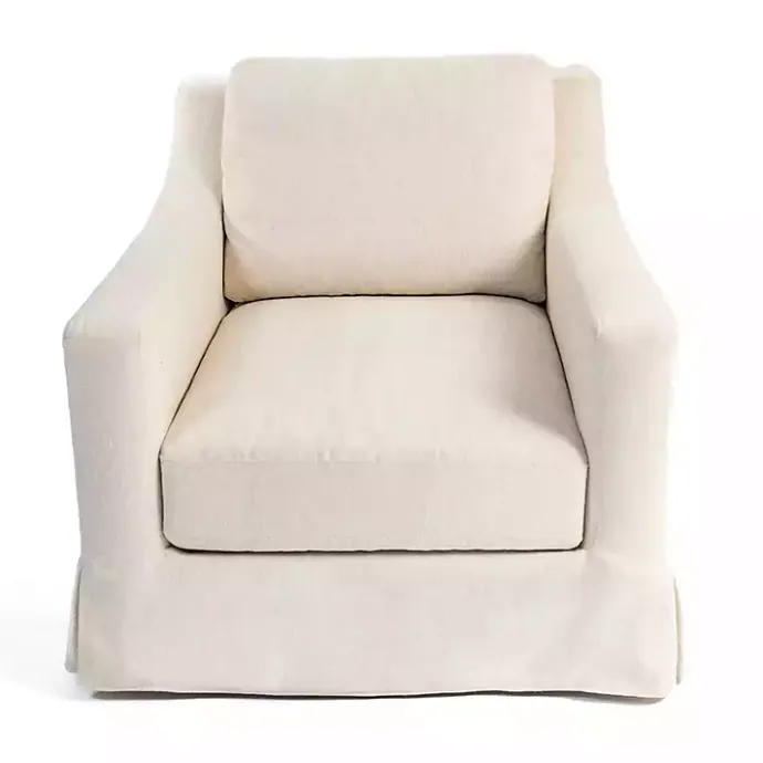 Clearance Kirklands Home Upholstered Weekend Swivel Accent Chair Ivory