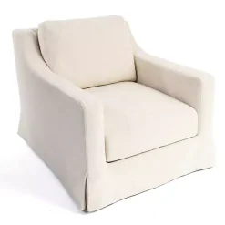 Clearance Kirklands Home Upholstered Weekend Swivel Accent Chair Ivory