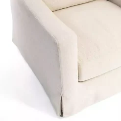 Clearance Kirklands Home Upholstered Weekend Swivel Accent Chair Ivory