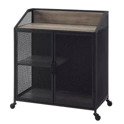 Best Kirklands Home Urban Mesh Door Rolling Bar Cabinet Gray