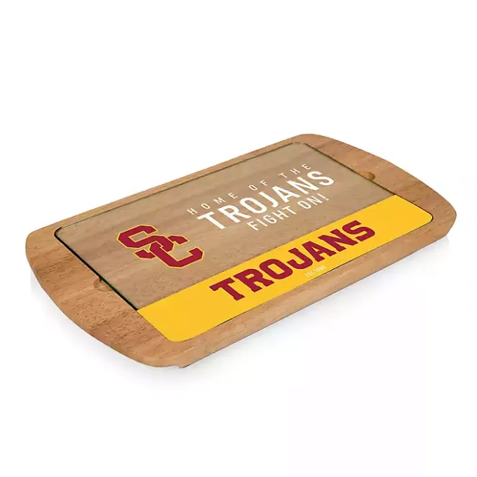 New Kirklands Home USC Trojans Wood and Glass Serving Board