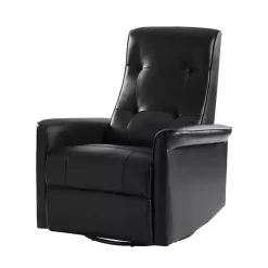 Sale Kirklands Home Val Faux Leather Swivel Power Recliner Black