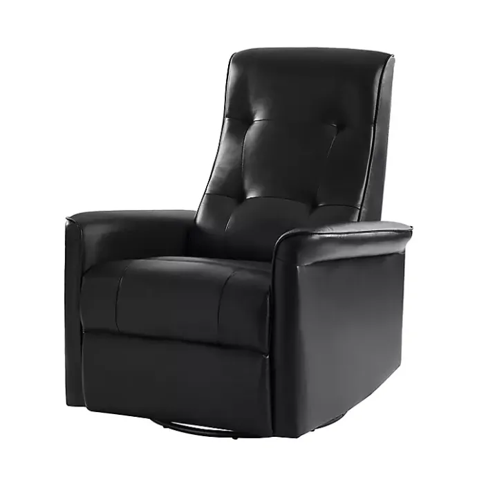 Sale Kirklands Home Val Faux Leather Swivel Power Recliner Black