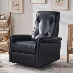 Sale Kirklands Home Val Faux Leather Swivel Power Recliner Black