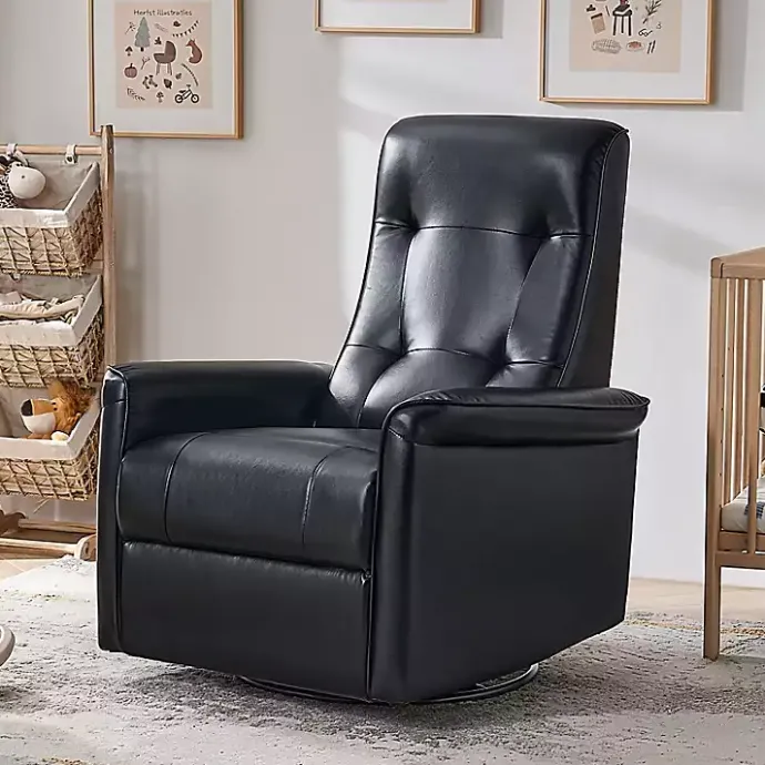 Sale Kirklands Home Val Faux Leather Swivel Power Recliner Black