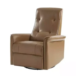 Outlet Kirklands Home Val Faux Leather Swivel Power Recliner Brown