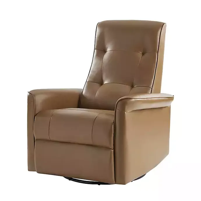 Outlet Kirklands Home Val Faux Leather Swivel Power Recliner Brown