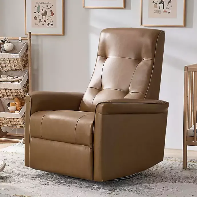 Outlet Kirklands Home Val Faux Leather Swivel Power Recliner Brown