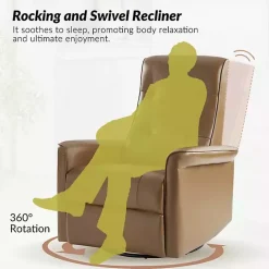 Outlet Kirklands Home Val Faux Leather Swivel Power Recliner Brown