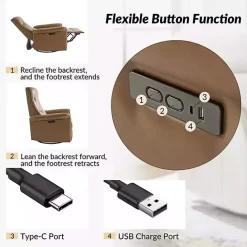 Outlet Kirklands Home Val Faux Leather Swivel Power Recliner Brown