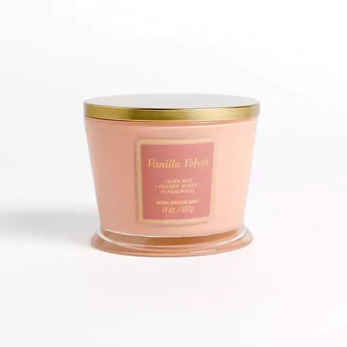 Discount Kirklands Home Vanilla Velvet 14 oz. 3-Wick Candle Pink