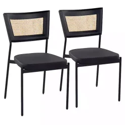 Online Kirklands Home Vegan Leather and Rattan Dining Chairs, Set of 2