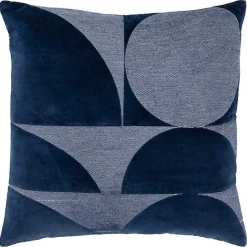Clearance Kirklands Home Velvet Navy Monochrome Shapes Throw Pillow Blue