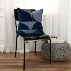 Clearance Kirklands Home Velvet Navy Monochrome Shapes Throw Pillow Blue