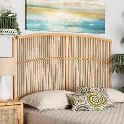 Discount Kirklands Home Vertical Weave Rat Queen Headboard Tan