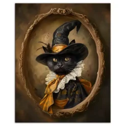 New Kirklands Home Victorian Black Cat Canvas Art Print Brown