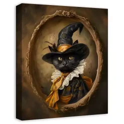 New Kirklands Home Victorian Black Cat Canvas Art Print Brown