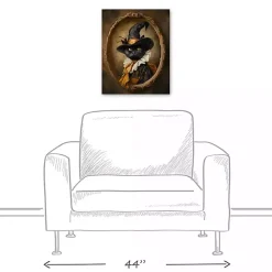 New Kirklands Home Victorian Black Cat Canvas Art Print Brown