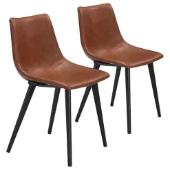 Kirklands Home Vintage Faux Leather Dining Chairs, Set of 2 Brown