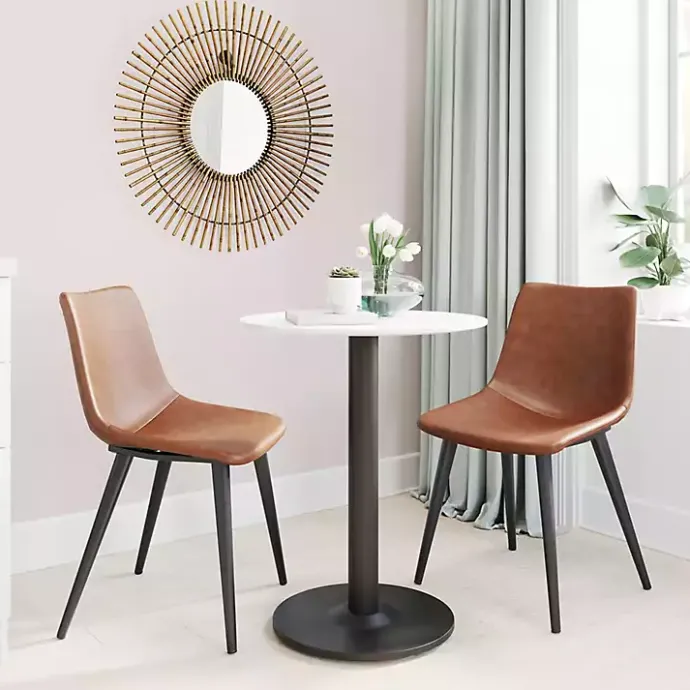 Kirklands Home Vintage Faux Leather Dining Chairs, Set of 2 Brown