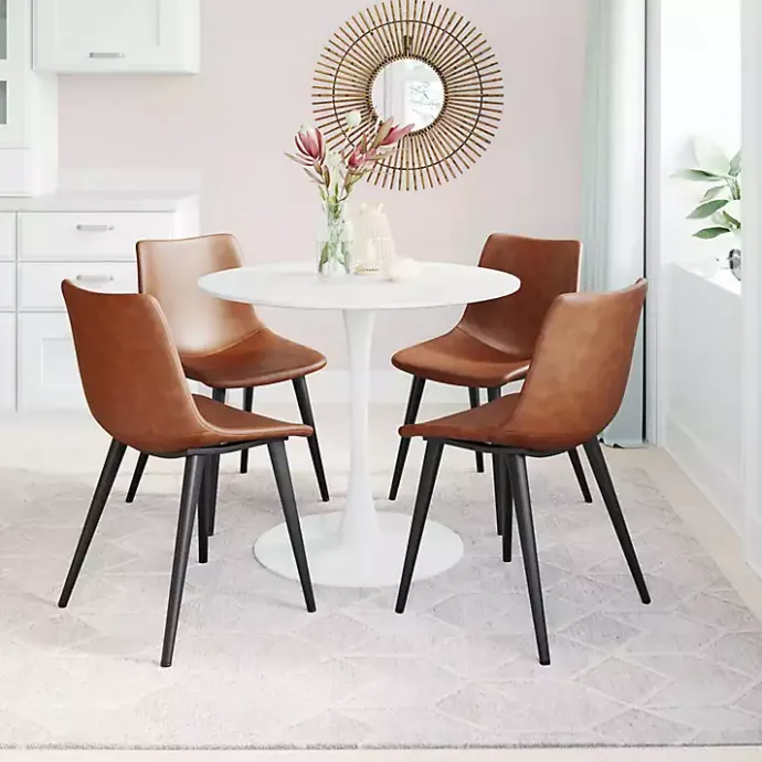 Kirklands Home Vintage Faux Leather Dining Chairs, Set of 2 Brown