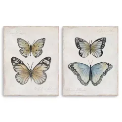 Sale Kirklands Home Vintage Butterflies Canvas Art Prints, Set of 2