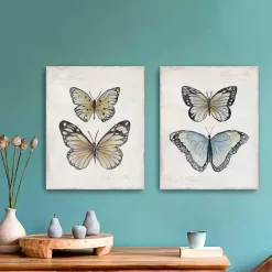 Sale Kirklands Home Vintage Butterflies Canvas Art Prints, Set of 2