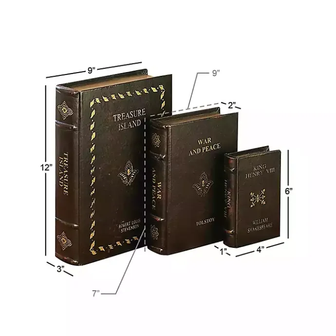 Best Kirklands Home Vintage Classics Faux Leather Book Boxes, Set of 3 Brown