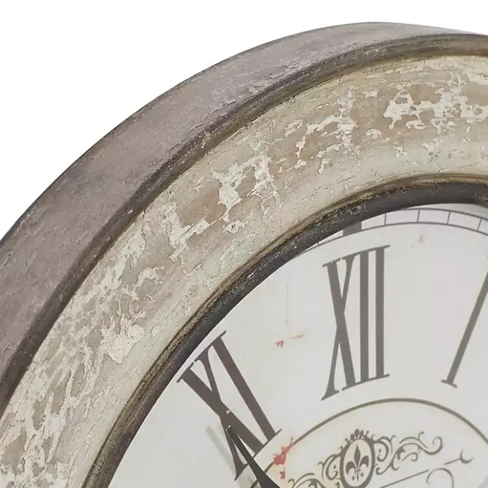 Discount Kirklands Home Vintage Cream Rust Round Framed Wall Clock