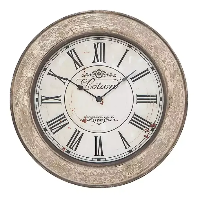 Discount Kirklands Home Vintage Cream Rust Round Framed Wall Clock