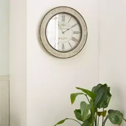 Discount Kirklands Home Vintage Cream Rust Round Framed Wall Clock