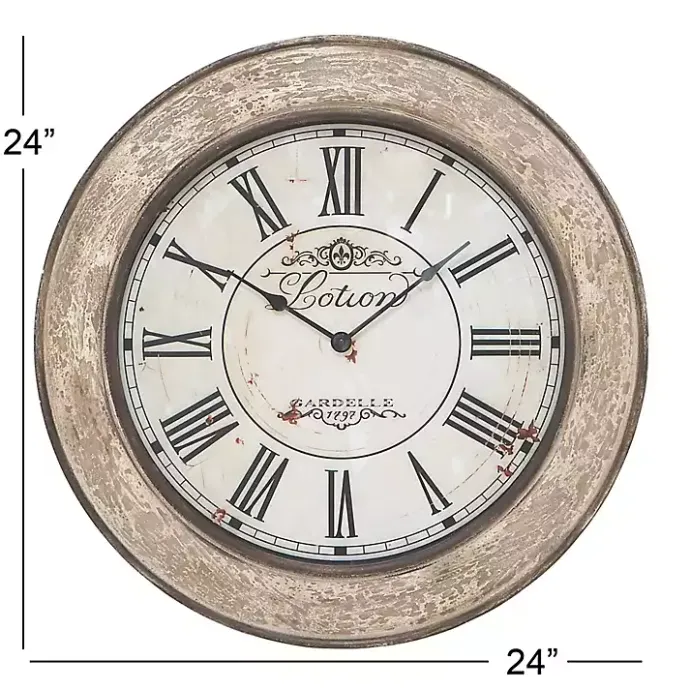 Discount Kirklands Home Vintage Cream Rust Round Framed Wall Clock