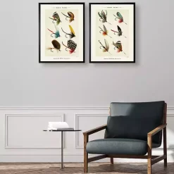 Outlet Kirklands Home Vintage Fishing Lures Framed Art Prints, Set of 2
