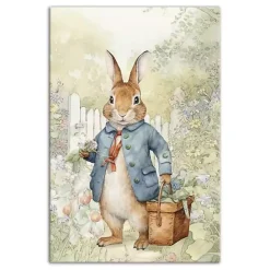 Online Kirklands Home Vintage Garden Bunny Canvas Art Print