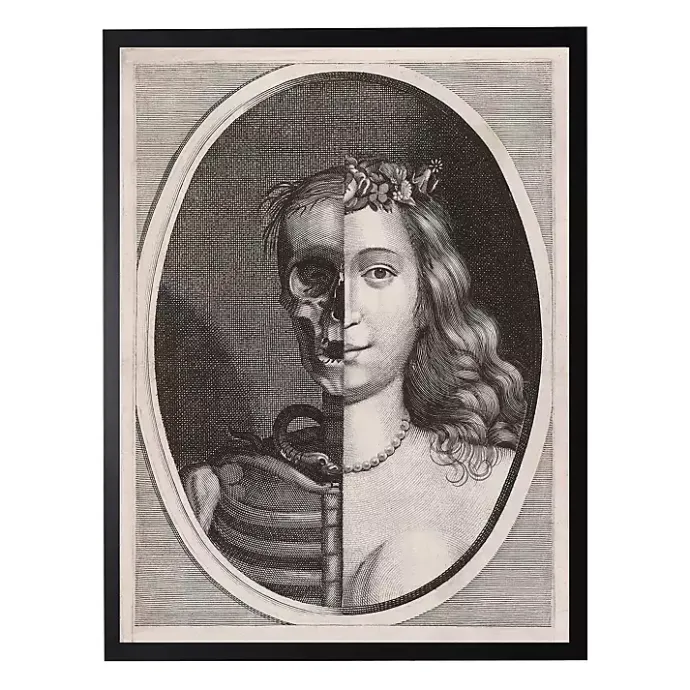 Discount Kirklands Home Vintage Girl and Skeleton Halloween Wall Plaque