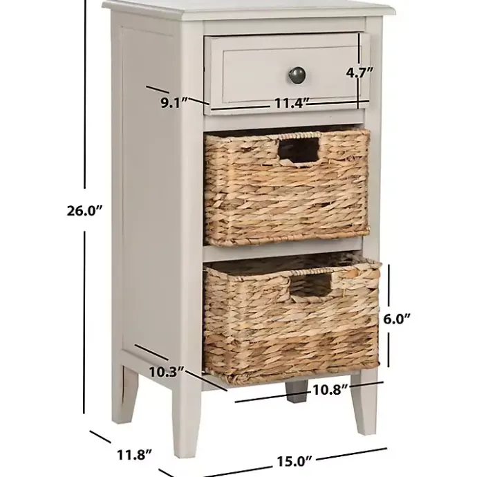 Outlet Kirklands Home Vintage Wood Baskets Everly Accent Table Gray