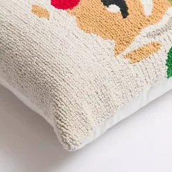 New Kirklands Home Vintage Jolly Santa Hooked Christmas Pillow