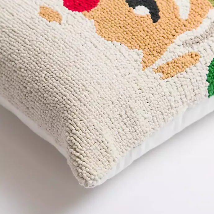 New Kirklands Home Vintage Jolly Santa Hooked Christmas Pillow