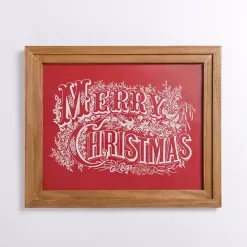 Sale Kirklands Home Vintage Merry Christmas Framed Wall Plaque Red