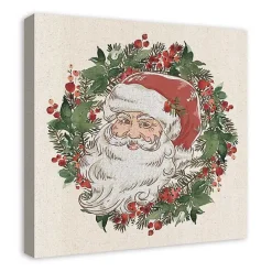 Sale Kirklands Home Vintage Santa Wreath Canvas Art Print