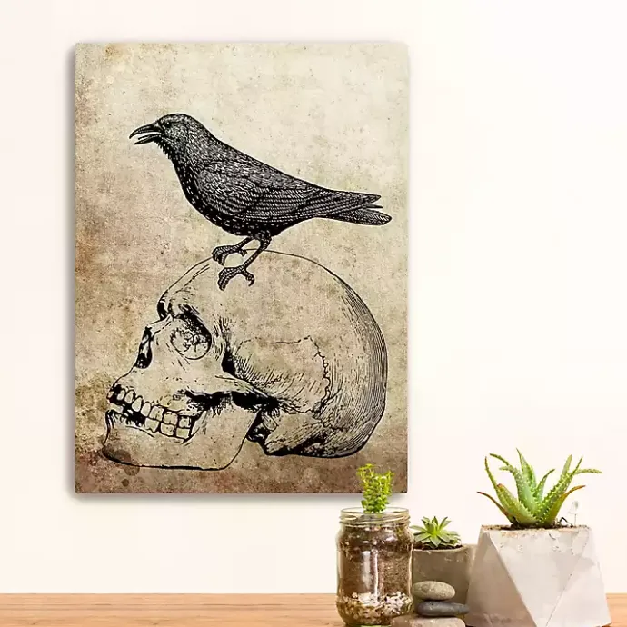 Online Kirklands Home Vintage Skull & Raven Canvas Art Print