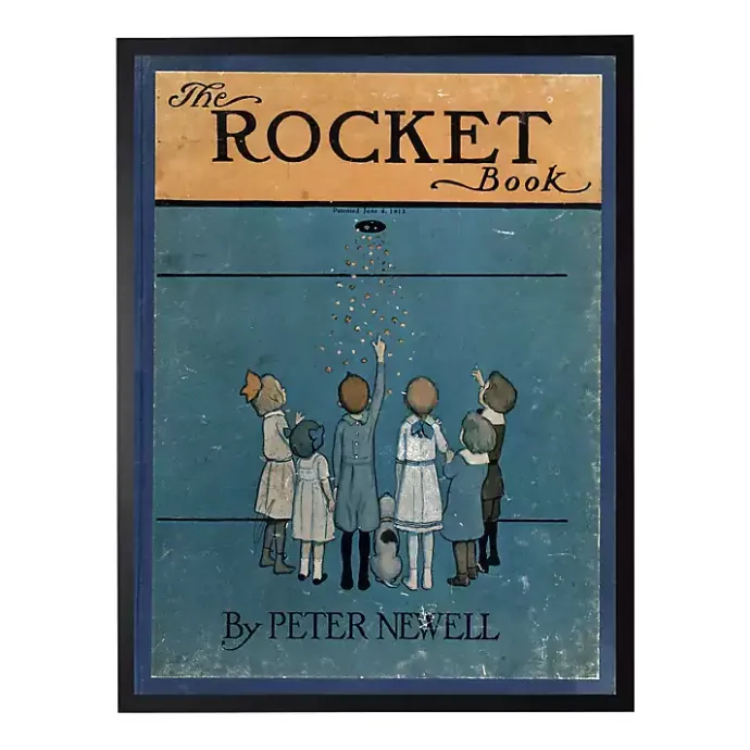 Best Kirklands Home Vintage The Rocket Book Cover Framed Wall Art Blue