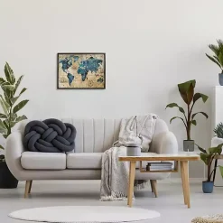 Sale Kirklands Home Vintage World Map Framed Giclee Canvas Art Print