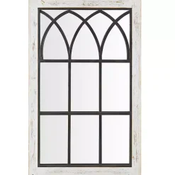 Outlet Kirklands Home Vista Arched Windowpane Mirror Ivory