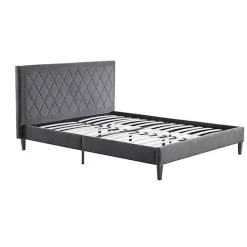 Discount Kirklands Home Viv Charcoal Diamond Tufted Queen Bed Frame Gray