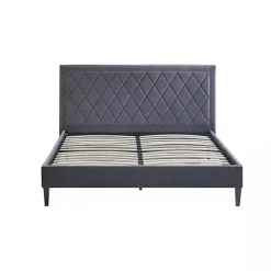 Discount Kirklands Home Viv Charcoal Diamond Tufted Queen Bed Frame Gray