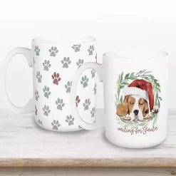 Clearance Kirklands Home Waiting for Santa Paws Mugs, Set of 2