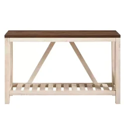 Sale Kirklands Home Walnut and Whitewash A-Frame Console Table Ivory