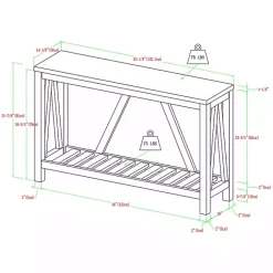 Sale Kirklands Home Walnut and Whitewash A-Frame Console Table Ivory