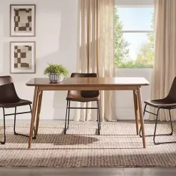 Hot Kirklands Home Walnut Ash Wood Mid-Century Modern Dining Table Brown